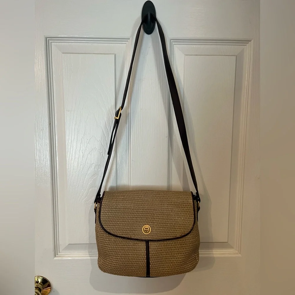 Etienne Aigner Tan and Black Crossbody Bag - Picture 1 of 5